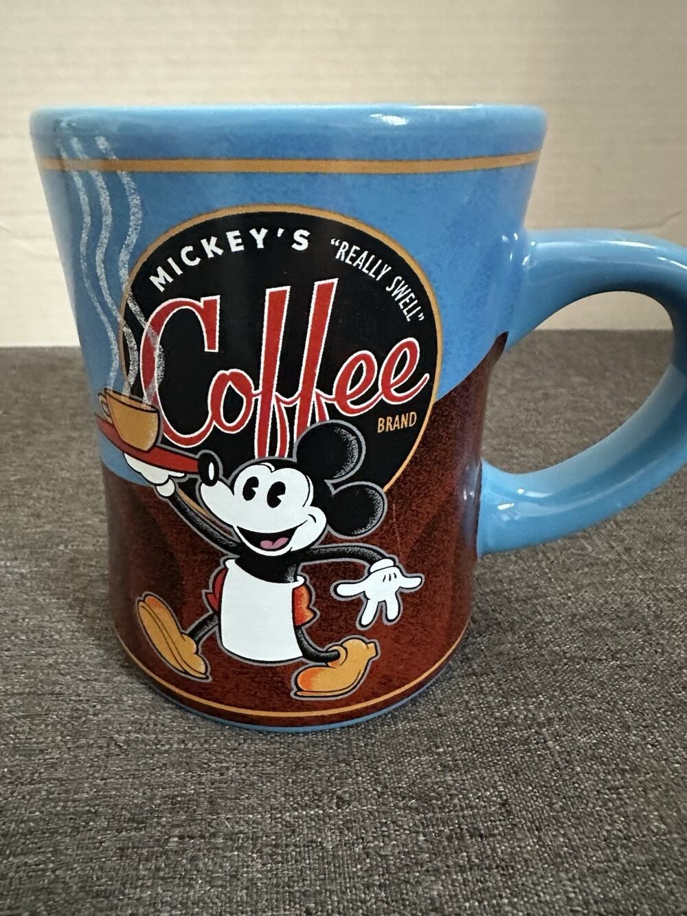 Disney Parks Mickey Mouse Really Swell Coffee Mug Blue 16 oz Discontinued